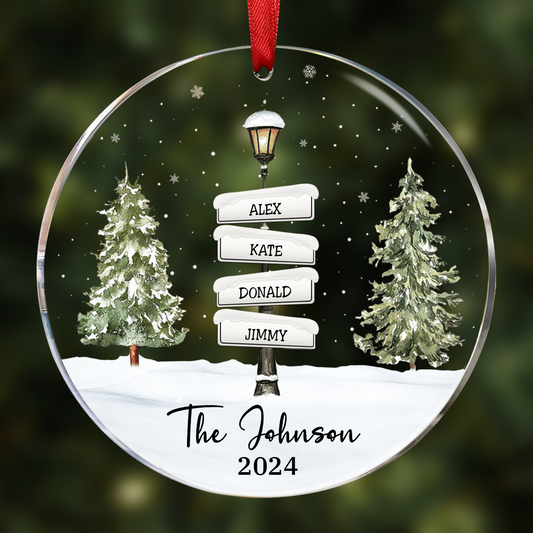 Christmas Vintage Family Lamp Post Signs Personalized Acrylic Ornament, Christmas Decoration, Christmas Gift For Family