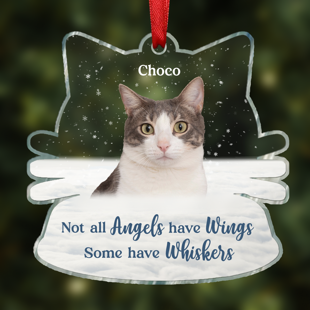 Custom Photo Memorial Not All Angels Have Wings Cats - Personalized Custom Shaped Acrylic Ornament