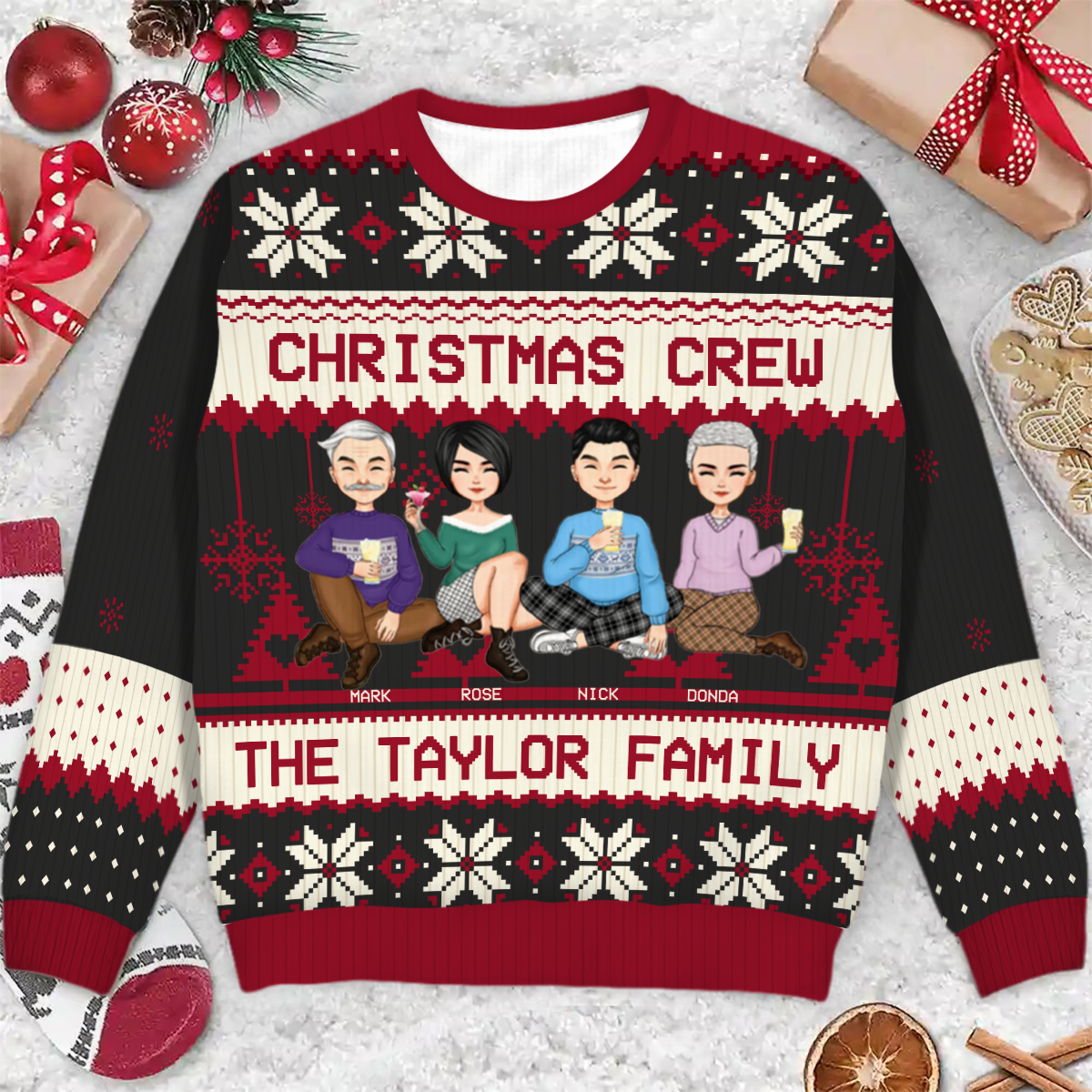 Christmas Crew - Gift For Family - Personalized Unisex Ugly Sweater