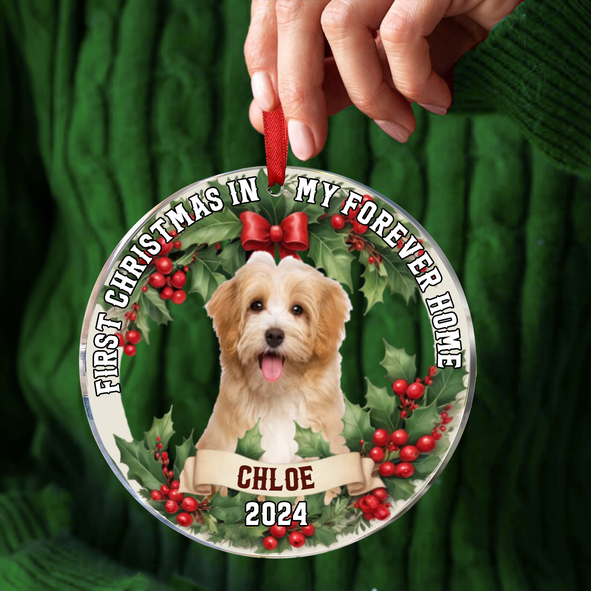 Custom Photo In My Forever Home - Personalized Circle Ornament