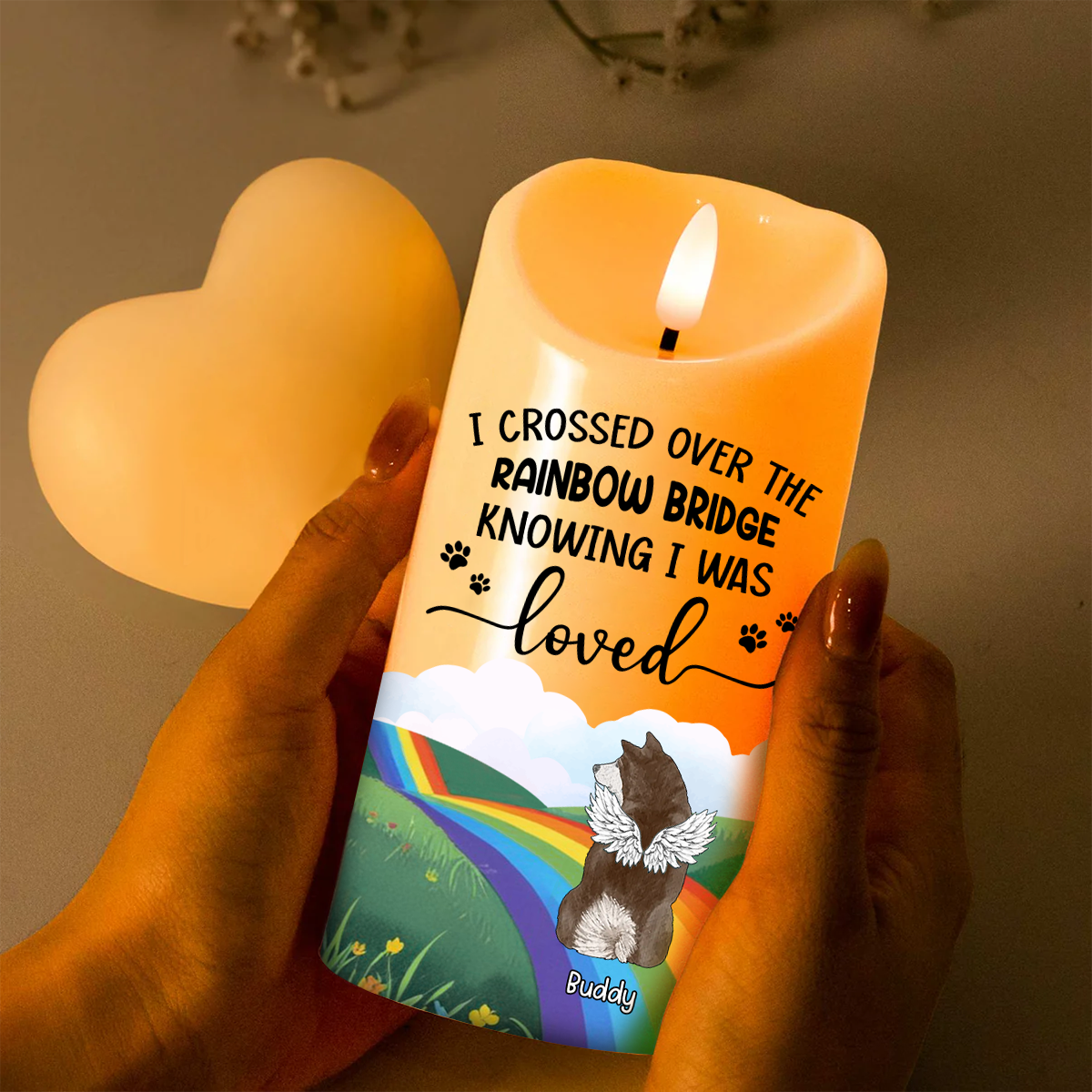 Over The Rainbow Bridge - Personalized Flameless LED Candle