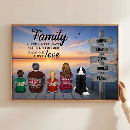 Retro Vintage Family A Little Whole Lot of Love Sign Posts Personalized Poster, Unique 2024 Christmas Gift For Family