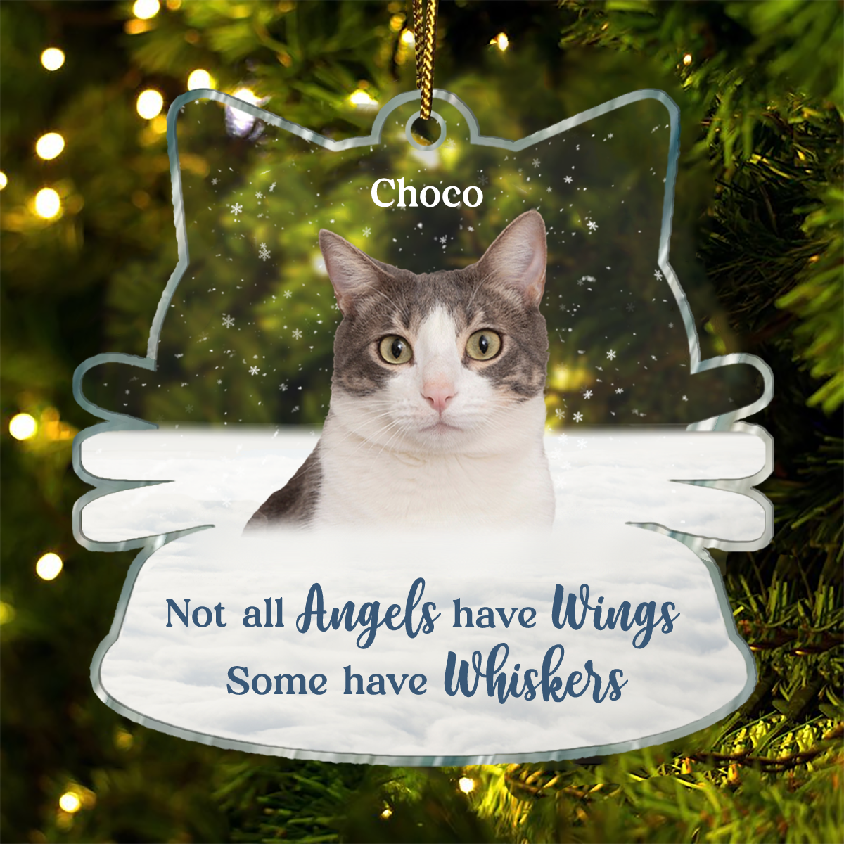 Custom Photo Memorial Not All Angels Have Wings Cats - Personalized Custom Shaped Acrylic Ornament