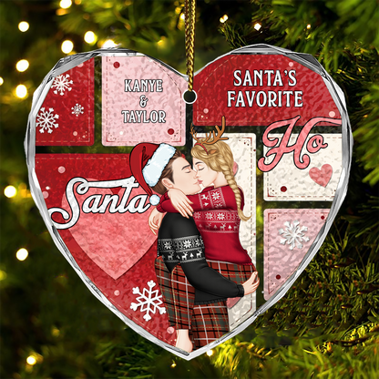 Santa's Favorite Ho - Personalized Heart Shaped Acrylic Ornament