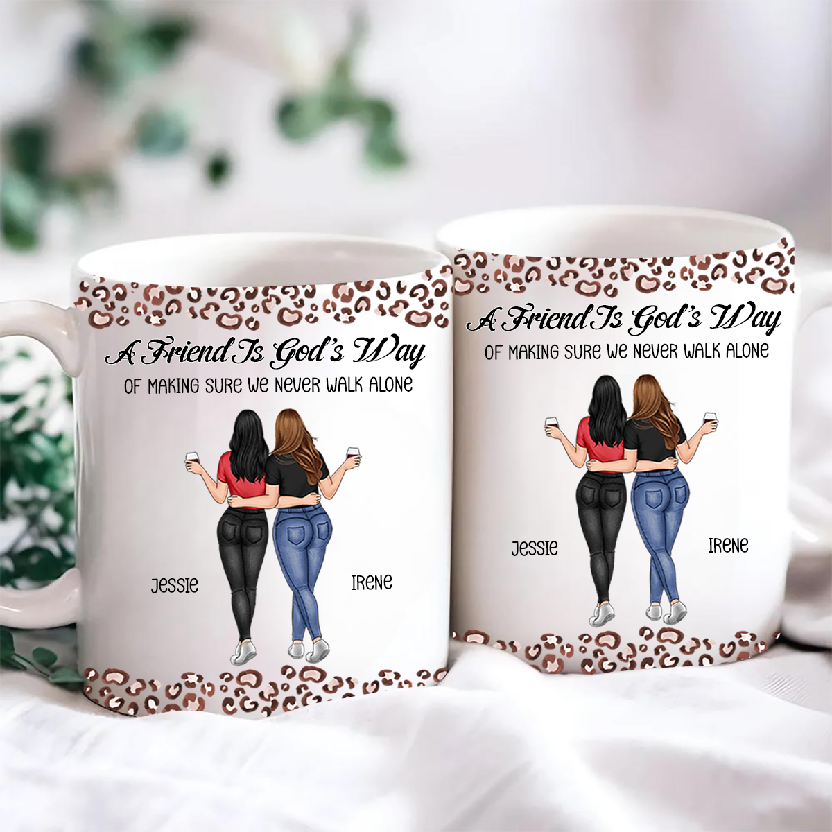 Friends We Never Walk Alone - Personalized White Edge-to-Edge Mug