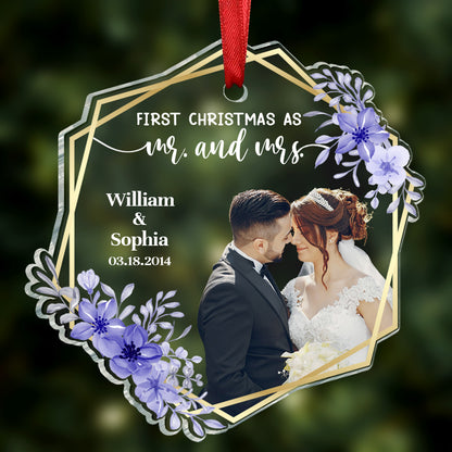 Custom Photo First Christmas Married - Personalized Custom Shaped Acrylic Ornament