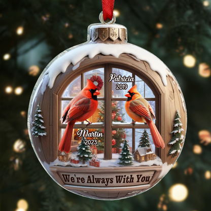 Memorial Cardinal Outside Window 3D Effect Sympathy Gift Remembrance Keepsake Personalized Acrylic Ornament