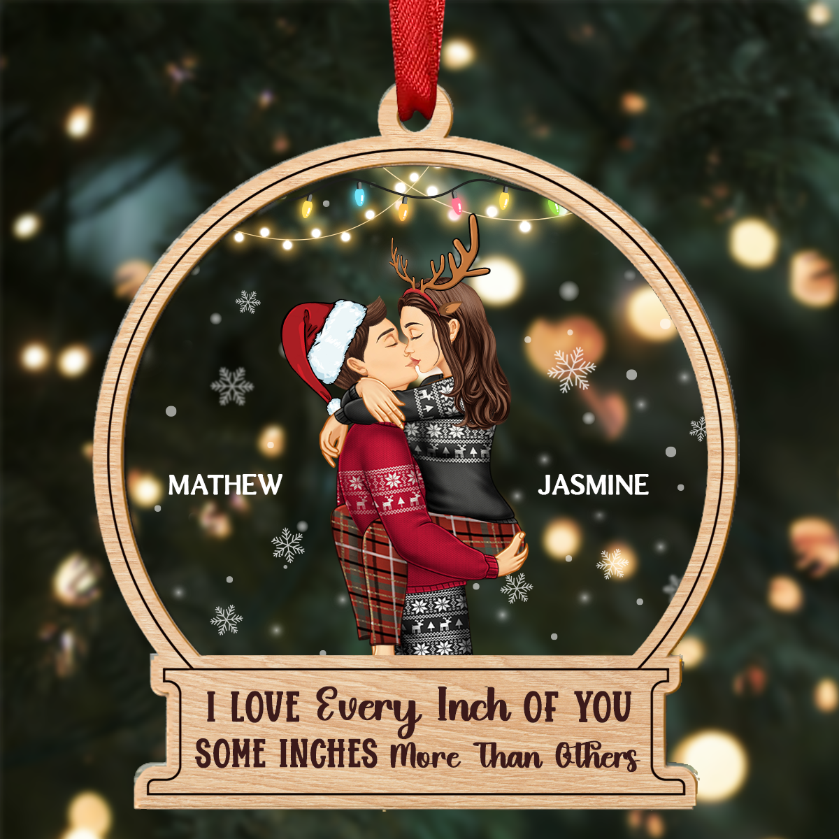 Christmas Couple Sideview Every Inch Of You - Personalized Acrylic Ornament