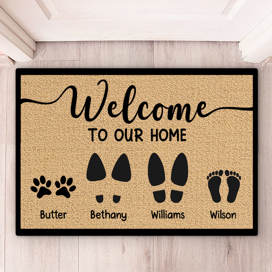 Welcome To Our Home Family Dog Cat - Personalized Doormat