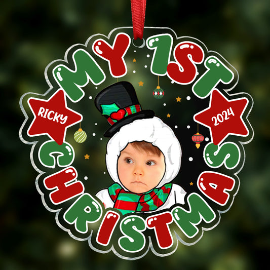 Custom Photo My First Christmas - Personalized Custom Shaped Acrylic Ornament