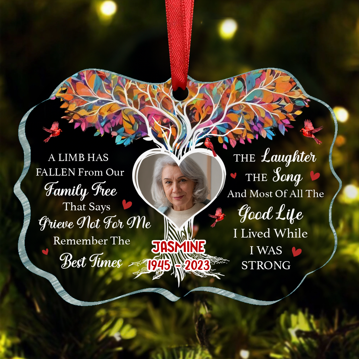 Custom Photo Memorial A Limb Has Fallen From Our Family Tree - Personalized Medallion Acrylic Ornament