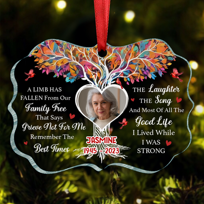 Custom Photo Memorial A Limb Has Fallen From Our Family Tree - Personalized Medallion Acrylic Ornament