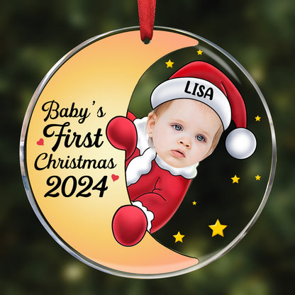 Custom Photo Christmas Santa Baby - Personalized Circle Acrylic Ornament