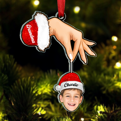 Custom Photo Grandma Grandkids Christmas Gift - Personalized Cutout Acrylic Ornament