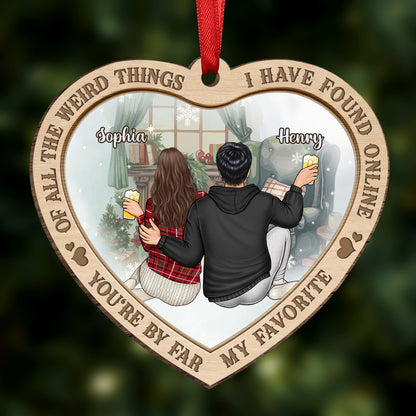 Christmas Couple Back Side You Are My Favorite By Far - Personalized Acrylic Ornament