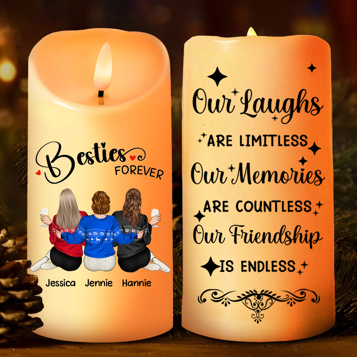 Our Memories Are Countless Our Friendship Is Endless - Personalized Flameless LED Candle