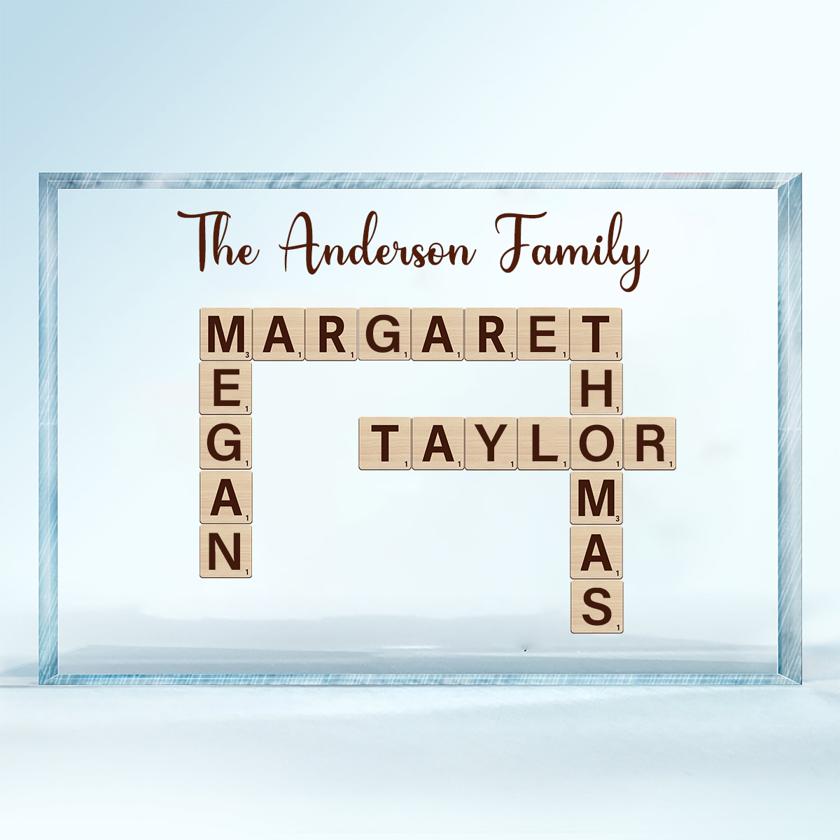 Family Crossword Art Created In A Moment Treasured Forever Personalized Horizontal Acrylic Block Plaque