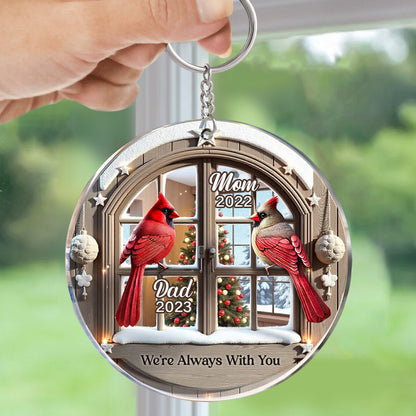 Memorial Cardinal Outside Window - Personalized Acrylic Keychain