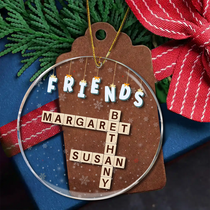 Friends Besties Sisters Brothers Family Crossword Scrabble - Personalized Circle Acrylic Ornament