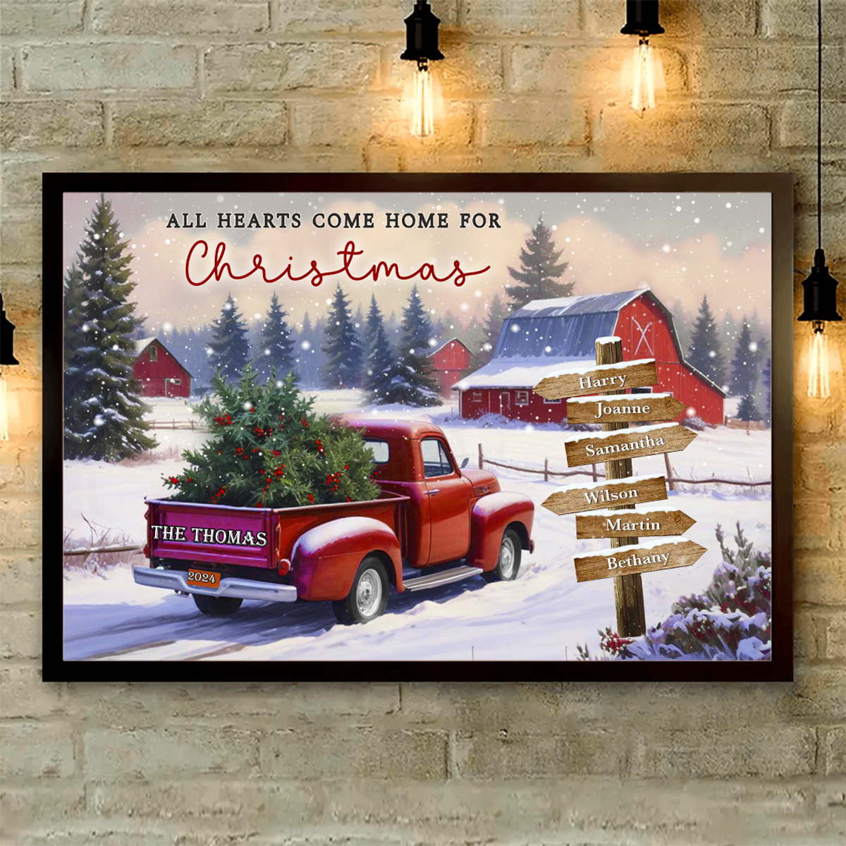 Family Christmas Truck Personalized Poster