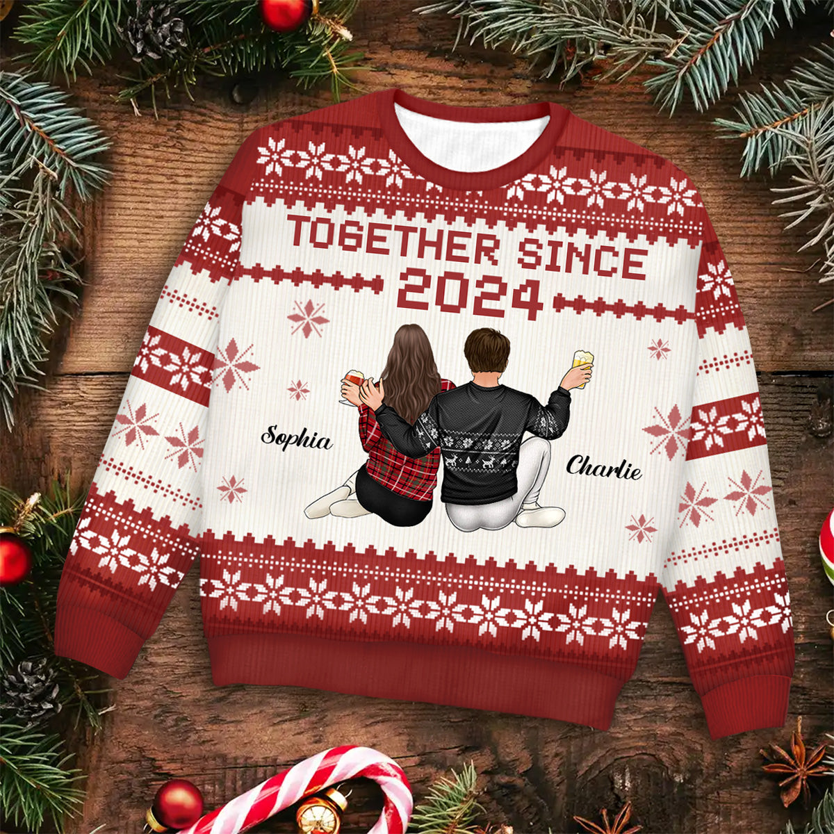 Together Since - Christmas Gift For Couples, Husband, Wife - Personalized Unisex Ugly Sweater