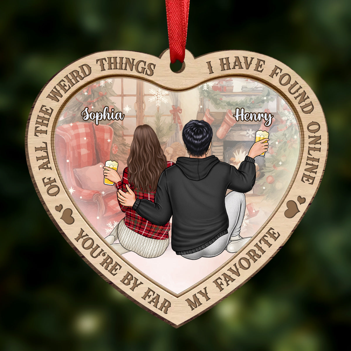 Christmas Couple Back Side You Are My Favorite By Far - Personalized Acrylic Ornament