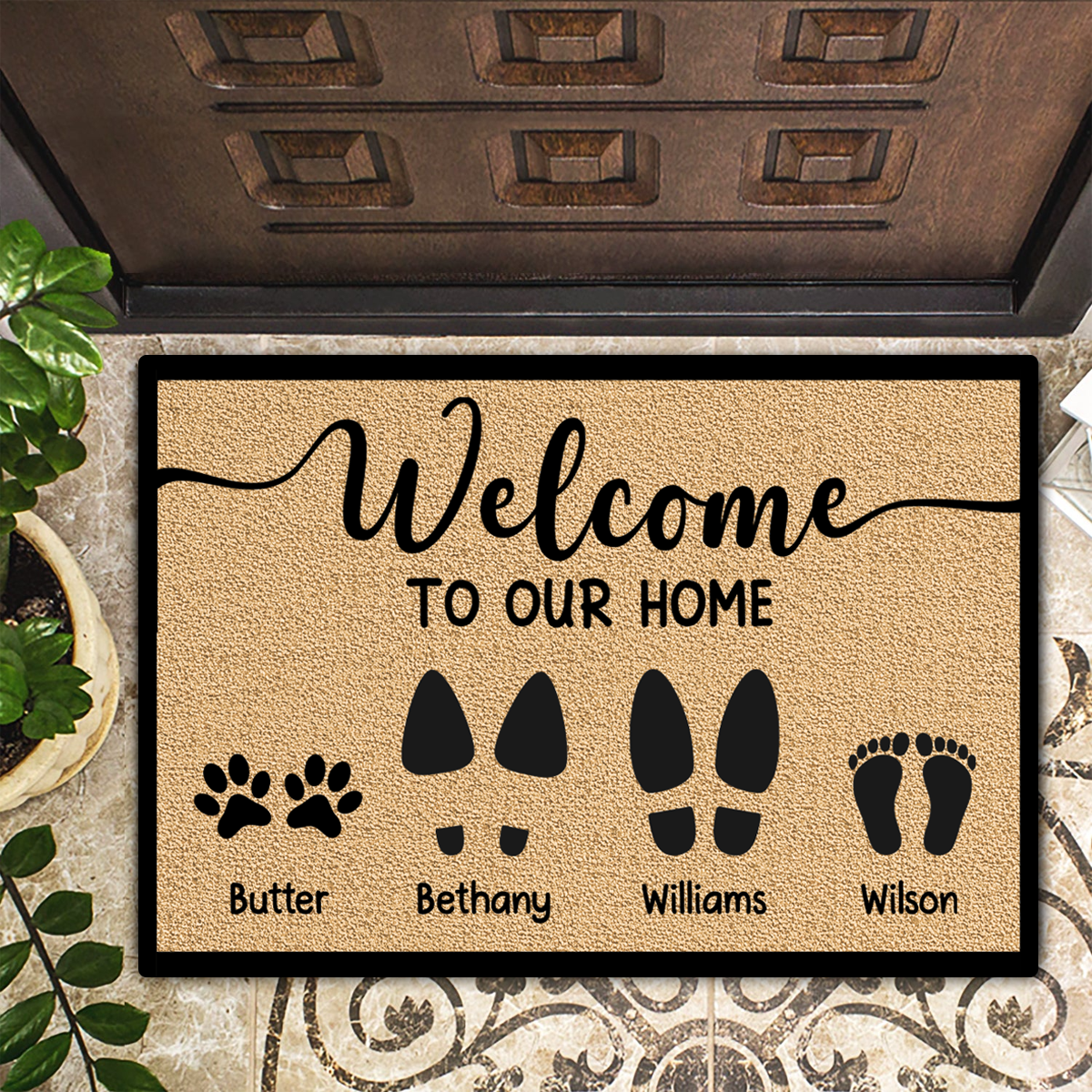 Welcome To Our Home Family Dog Cat - Personalized Doormat