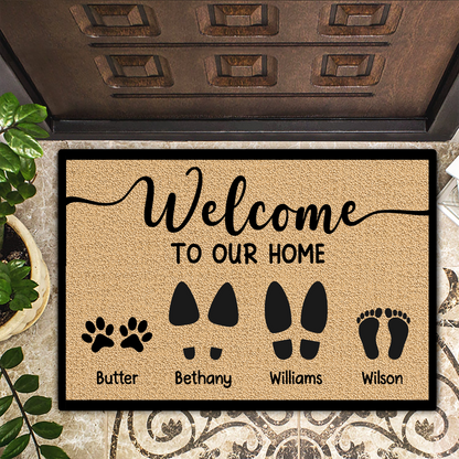 Welcome To Our Home Family Dog Cat - Personalized Doormat