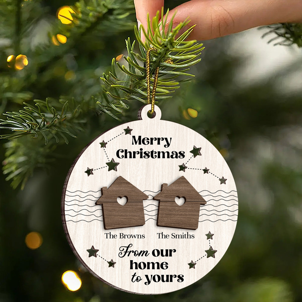 Merry Christmas From Our Home To Yours Personalized Wooden Ornament