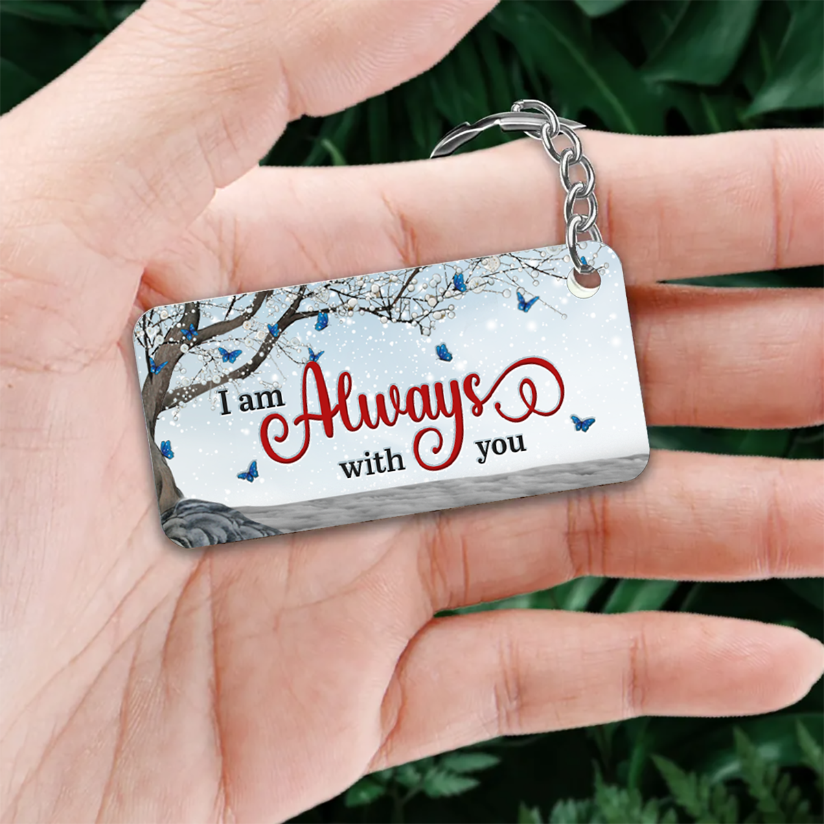 Always With You Whole Family Sitting Blossom Tree Memorial Personalized Acrylic Keychain