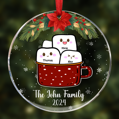 Funny Marshmallow Hot Cocoa Cup - Personalized Circle Acrylic Ornament