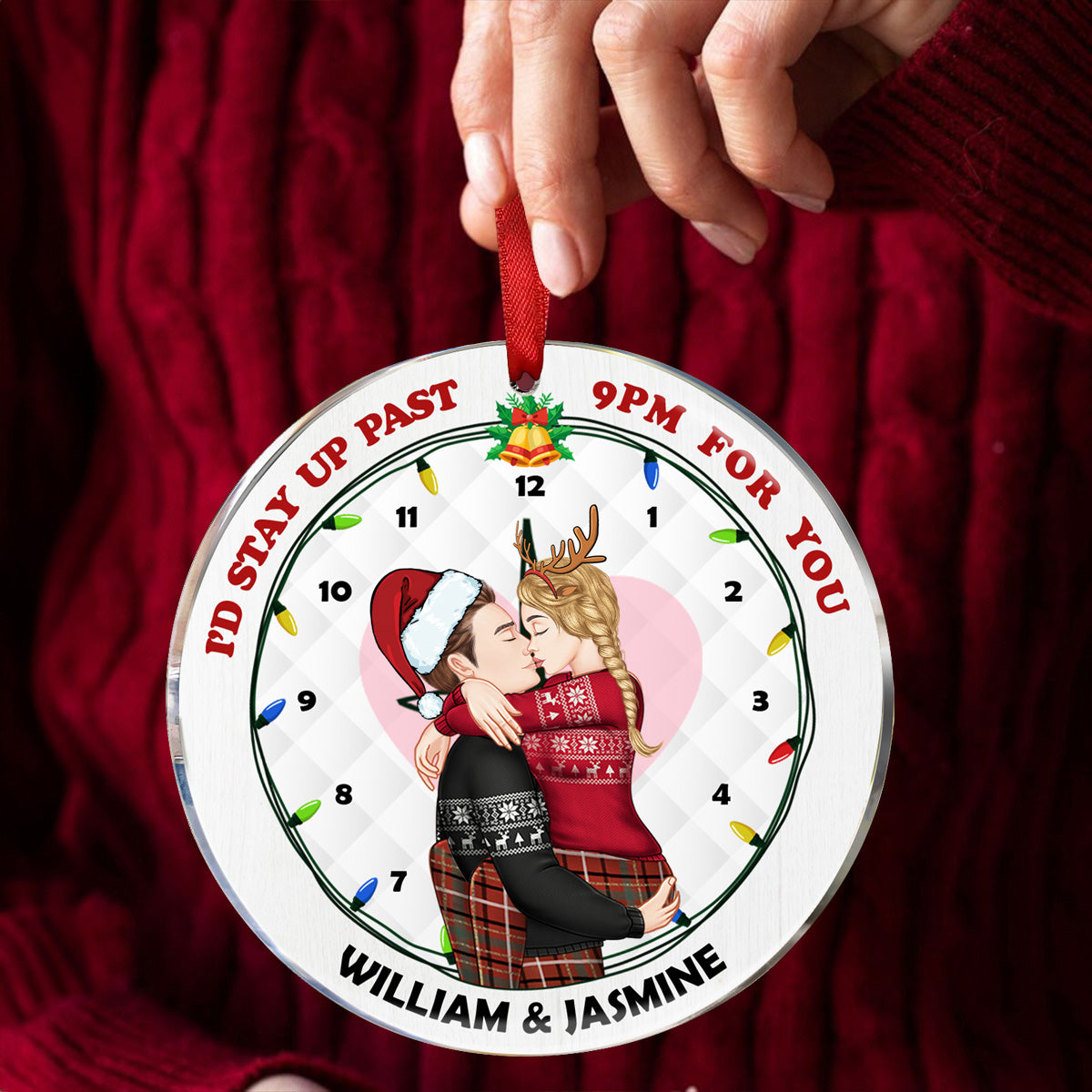 Christmas Couple I'd Stay Up Past 9pm - Personalized Circle Ornament