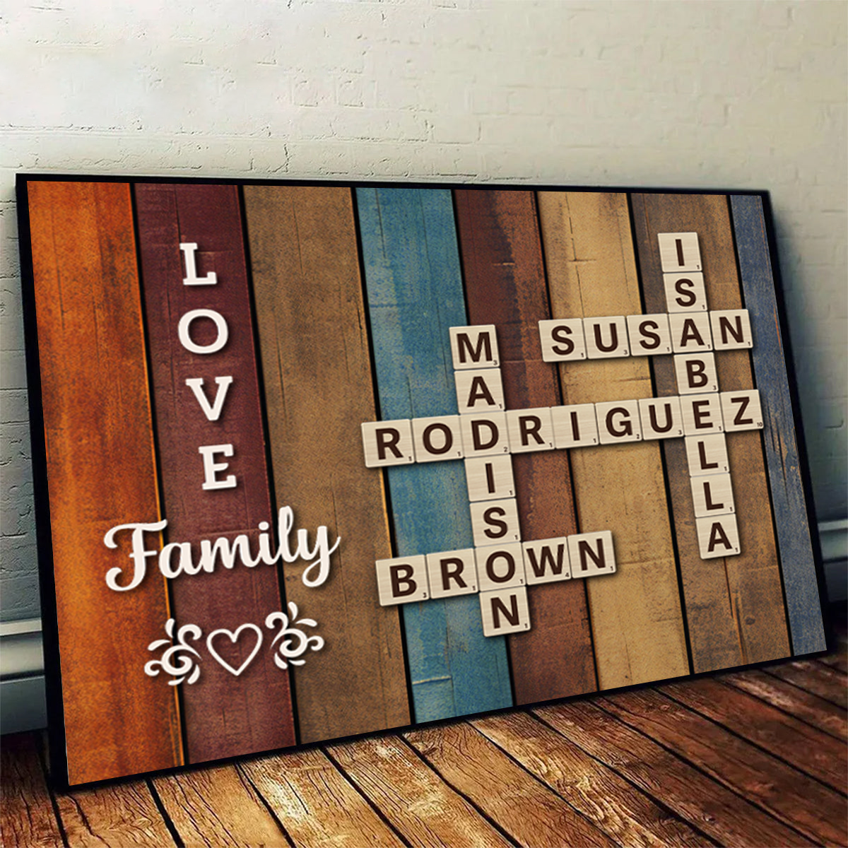 Family Crossword Art - Treasured Forever Personalized Poster