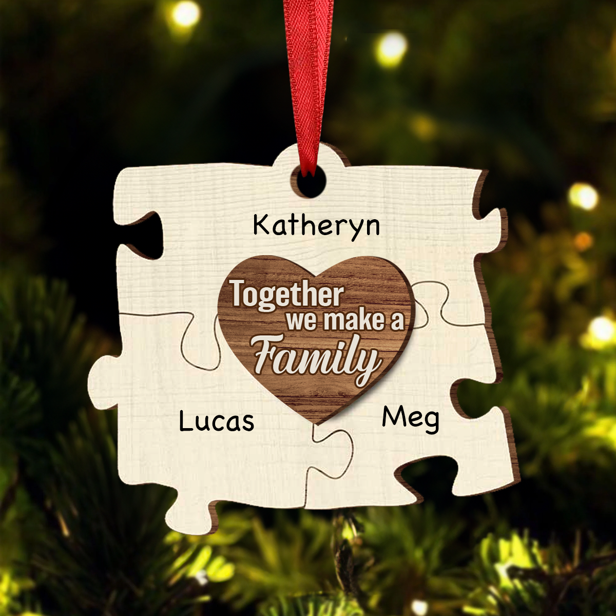 Christmas Puzzle We Make A Family - Personalized 2-Layered Wooden Ornament