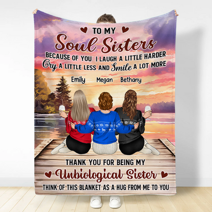 Because Of You I Laugh A Little Harder - Personalized Fleece Blanket