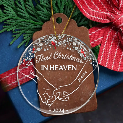 Memorial First Christmas In Heaven - Personalized Circle Acrylic Ornament