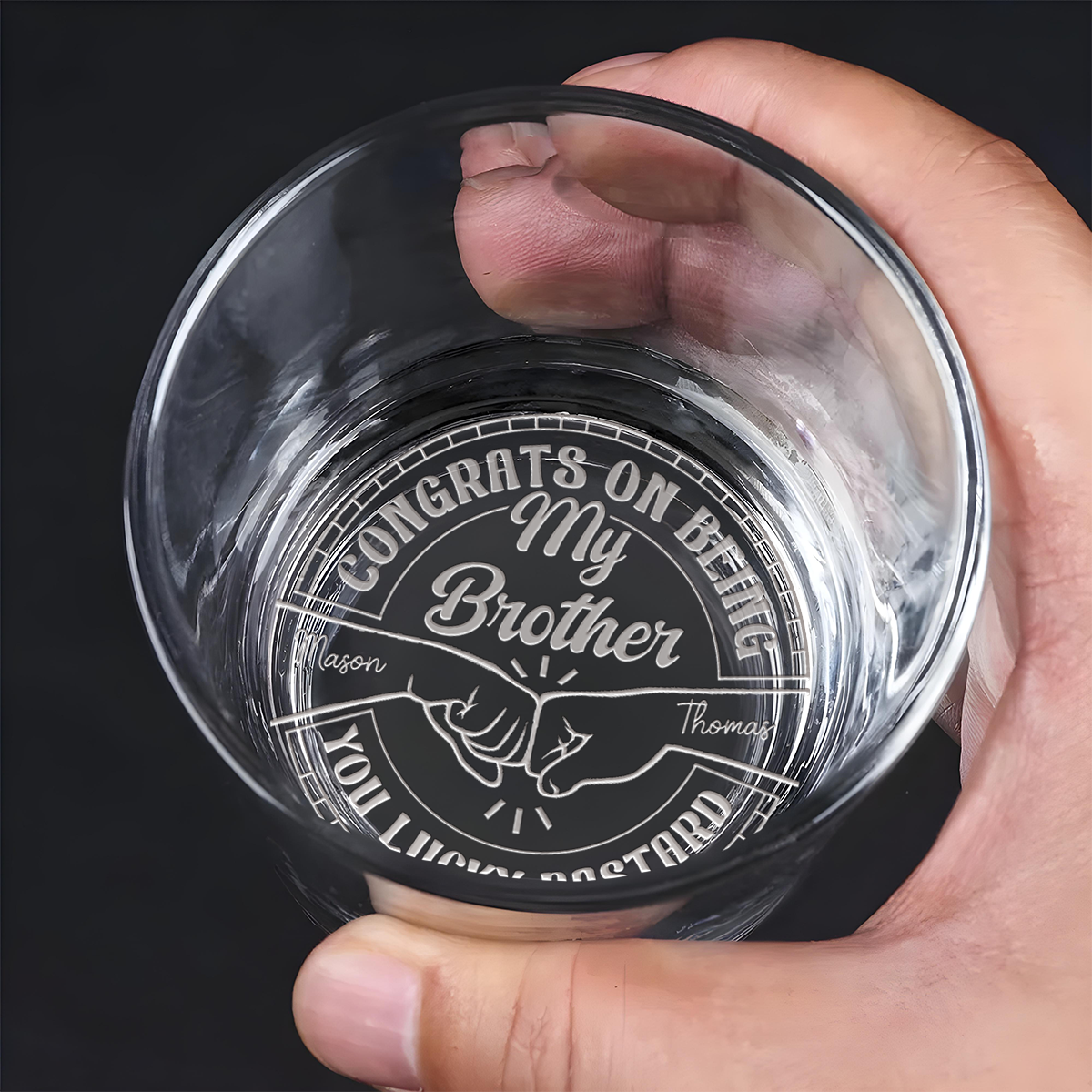 Congrats On Being My Brother You Lucky Man - Personalized Engraved Whiskey Glass