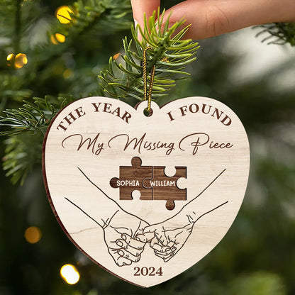 The Year I Found My Missing Piece Couples - Personalized Custom Shaped Wooden Ornament