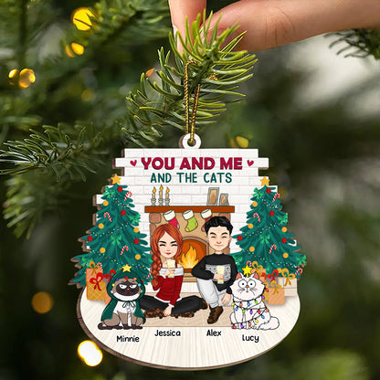 You And Me And The Fur Babies - Personalized Custom Shaped Wooden Ornament