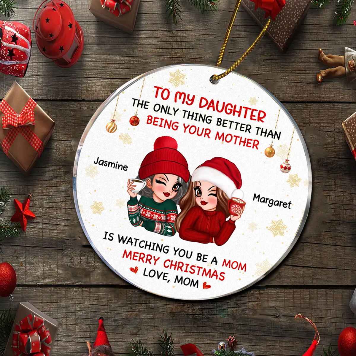 To My Daughter Son Merry Christmas Personalized Ceramic Ornament, Christmas Gift For Daughters, Sons