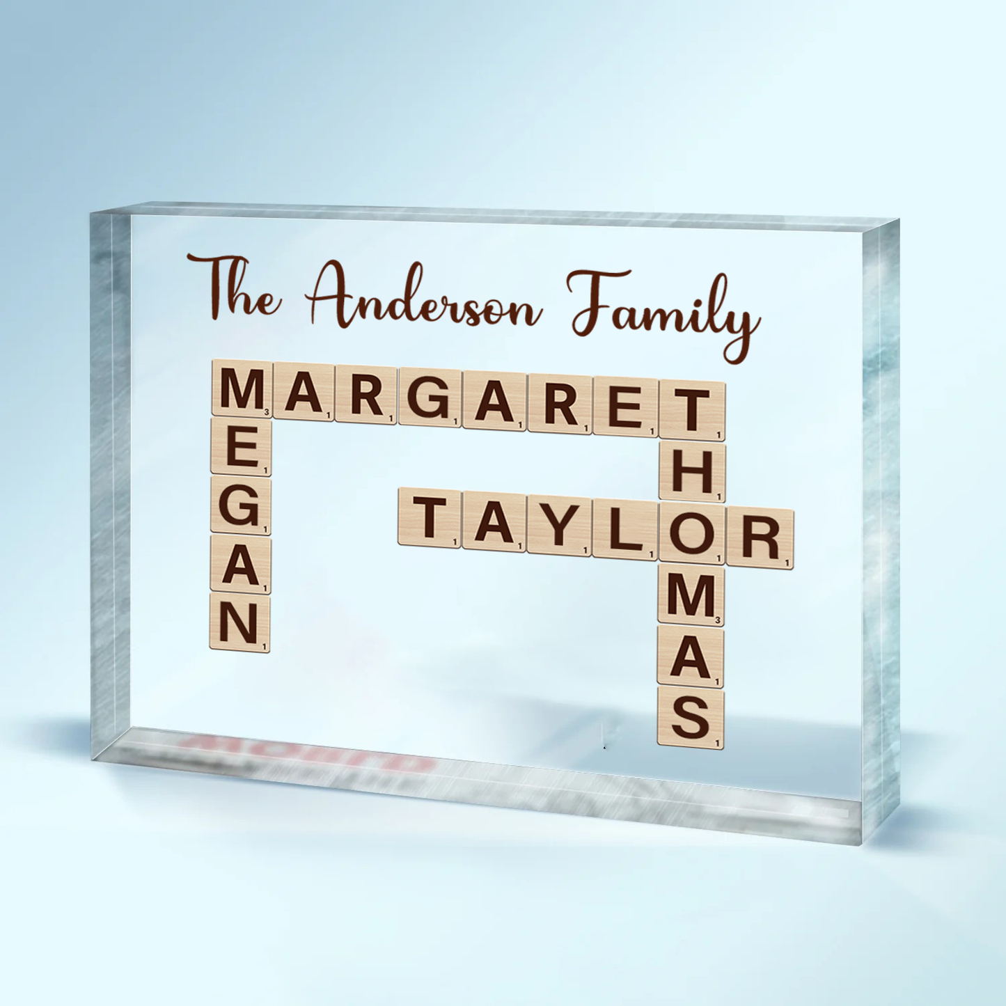 Family Crossword Art Created In A Moment Treasured Forever Personalized Horizontal Acrylic Block Plaque