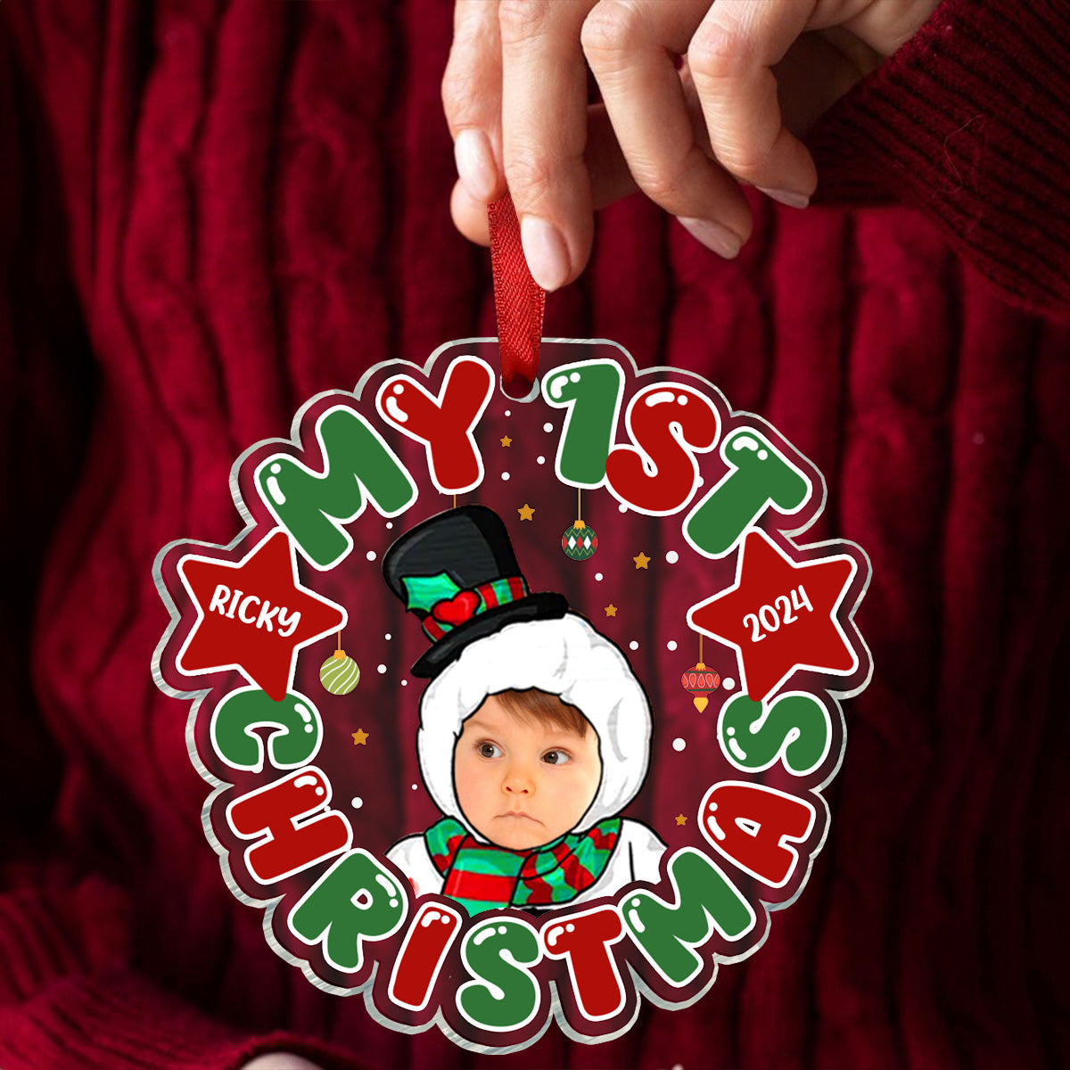 Custom Photo My First Christmas - Personalized Custom Shaped Acrylic Ornament