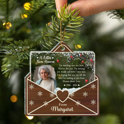 Custom Photo Letter From Heaven Memorial Christmas - Personalized Custom Shaped Acrylic Ornament