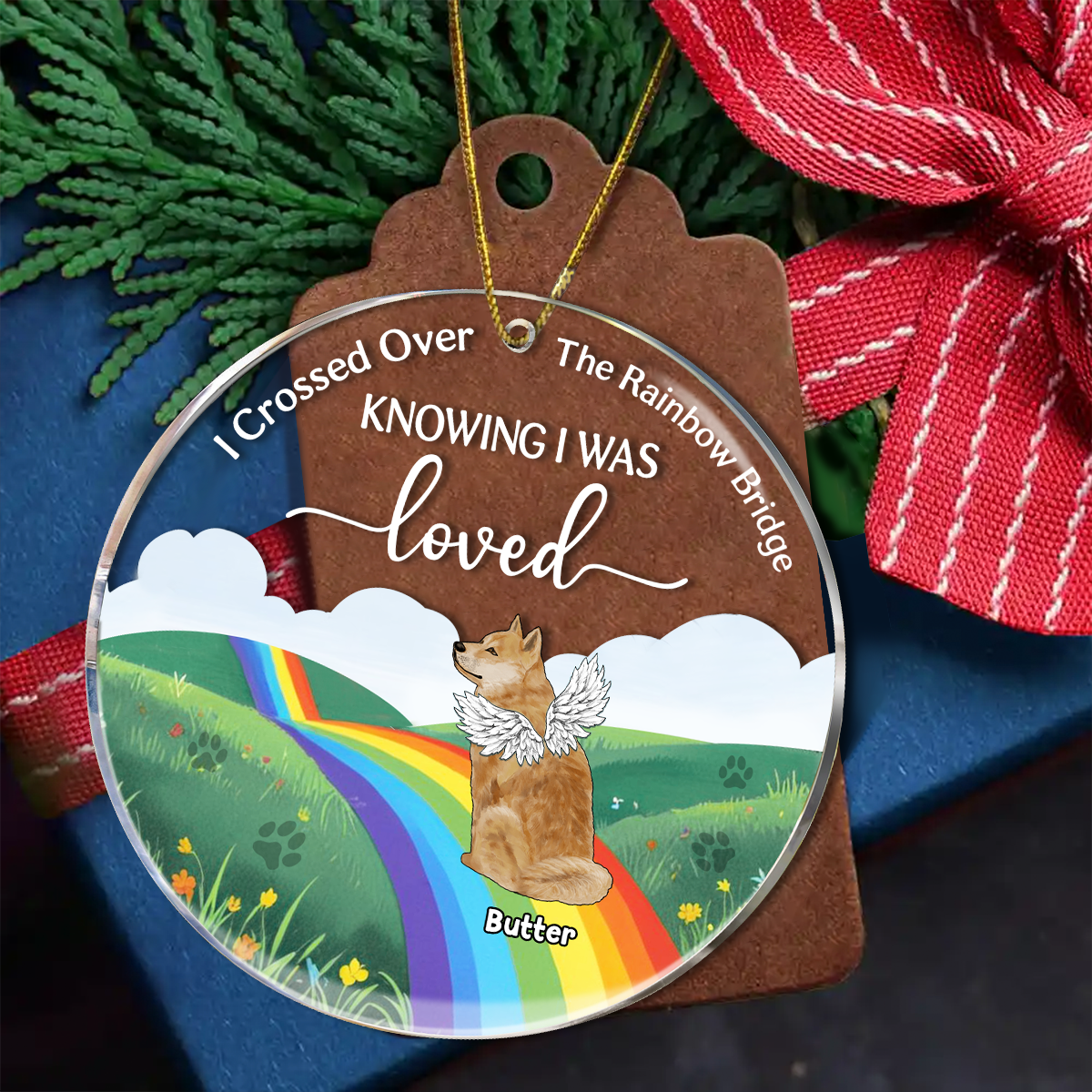 Over The Rainbow Bridge - Personalized Circle Acrylic Ornament