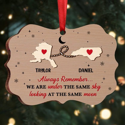 Always Remember We Are Under The Same Sky - Personalized Wooden Ornament