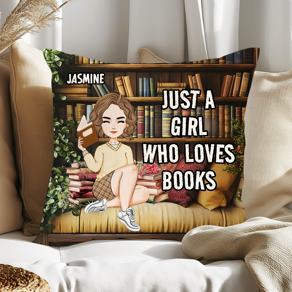 Just A Girl Boy Who Loves Books - Personalized Pillow