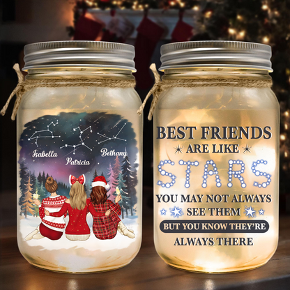 Best Friends Are Like Stars Zodiac Sign - Personalized Mason Jar Light