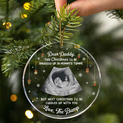 (Photo Inserted) This Christmas Baby Bump To Daddy - Personalized Ultrasound Ornament