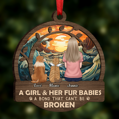 Flower Field A Girl And Her Dog - Personalized Window Hanging Suncatcher Ornament