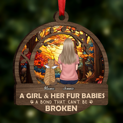 Flower Field A Girl And Her Dog - Personalized Window Hanging Suncatcher Ornament